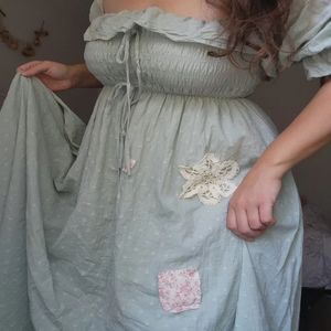 Sweet sage patch fairy cottage dress size L/XL✨️